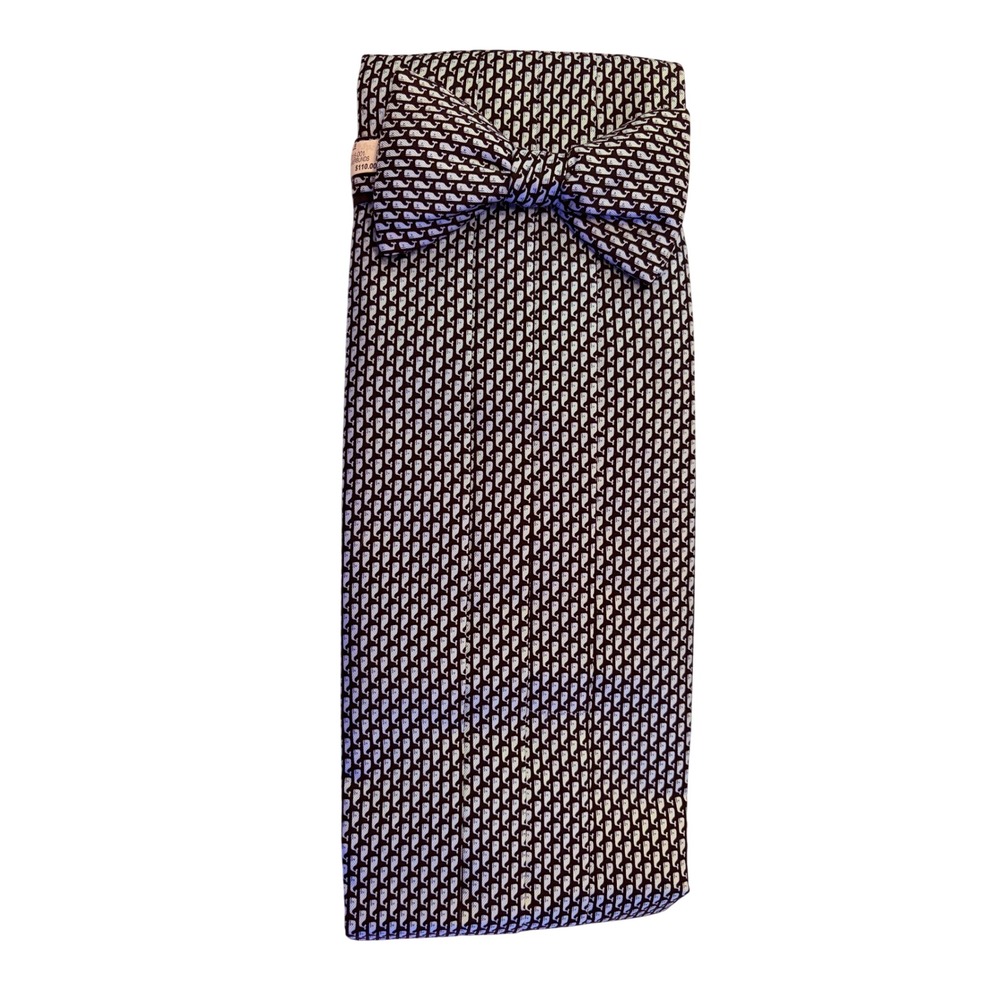 NWT Vineyard Vines Mens Whale Logo Cummerbund and Bow Tie Set Navy Blue